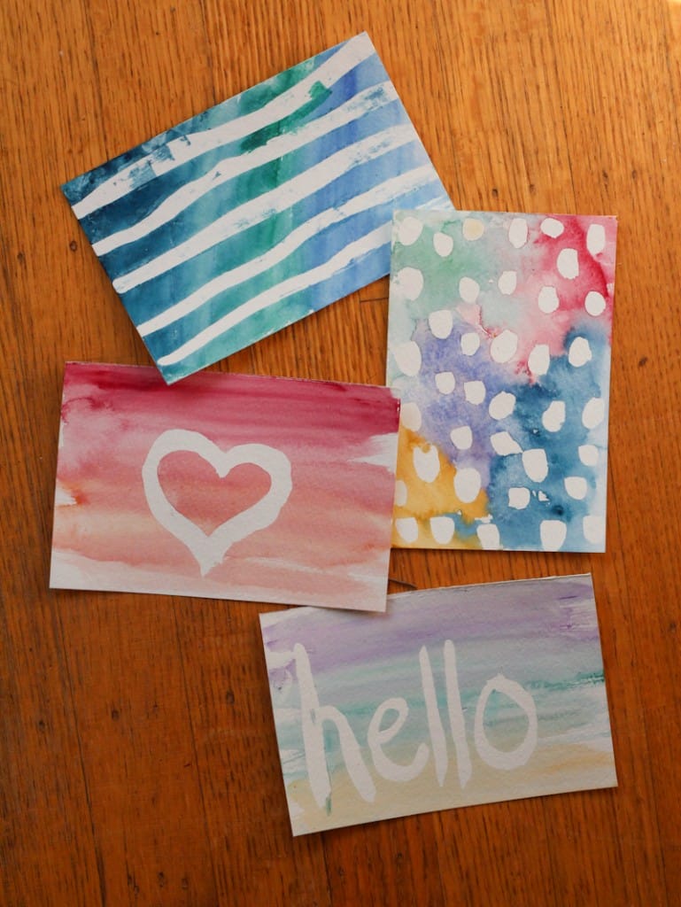 Masking Fluid + Watercolor Postcards | The Crafted Life
