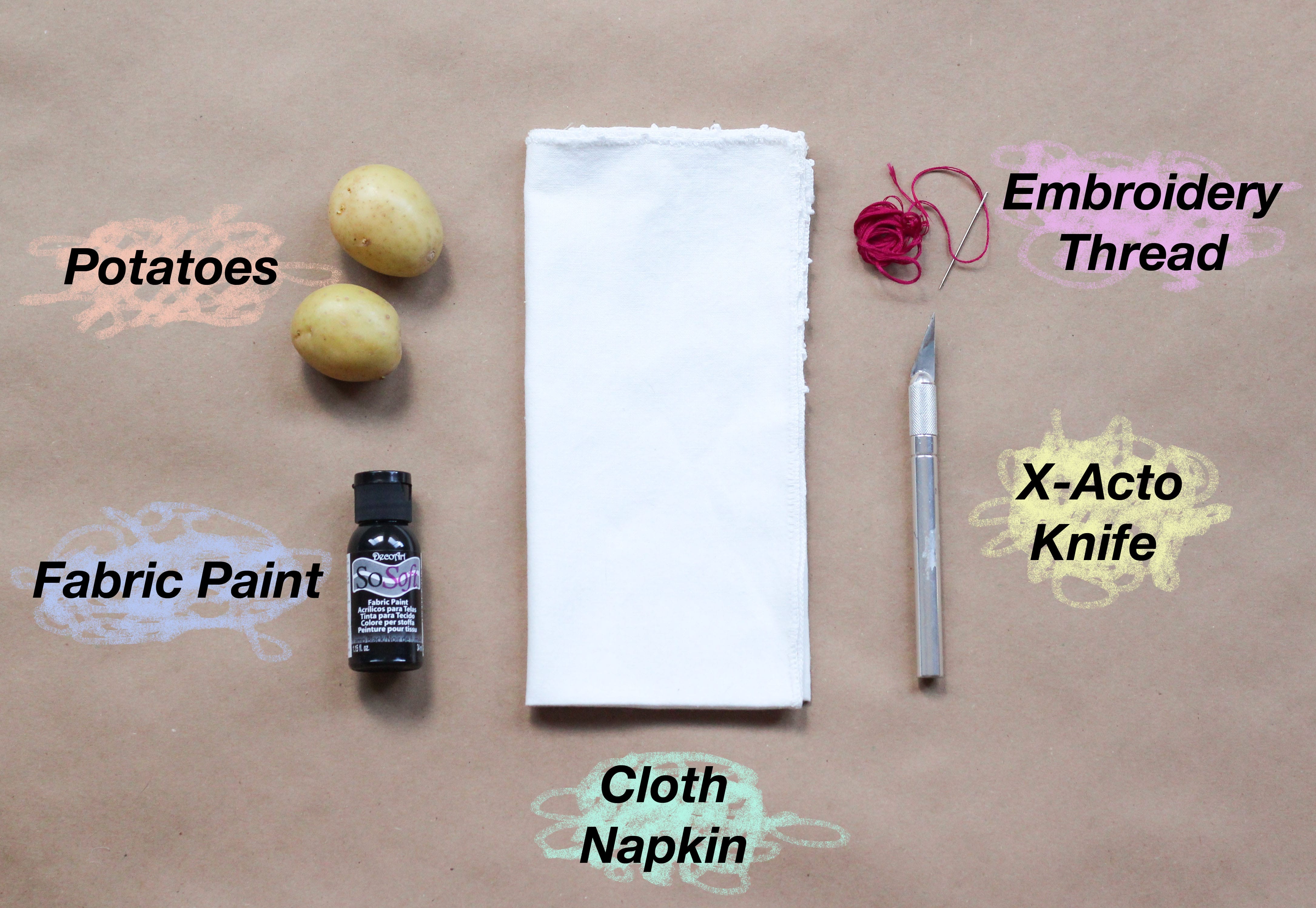DIY Potato Stamped Napkins | The Crafted Life