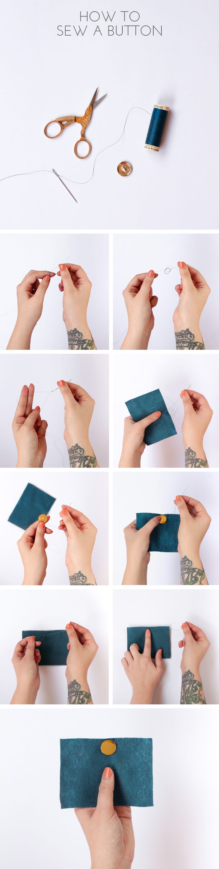 How to Sew a Button | The Crafted Life