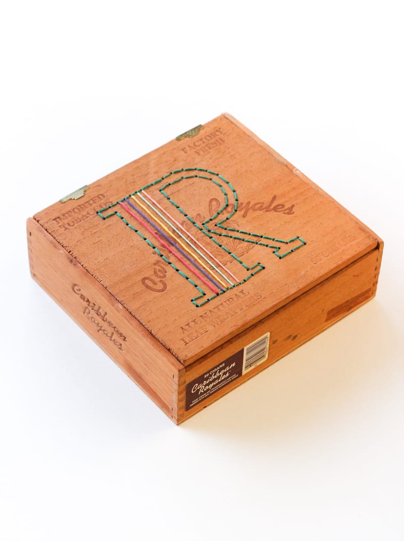DIY Embroidered Cigar Box Sewing Box