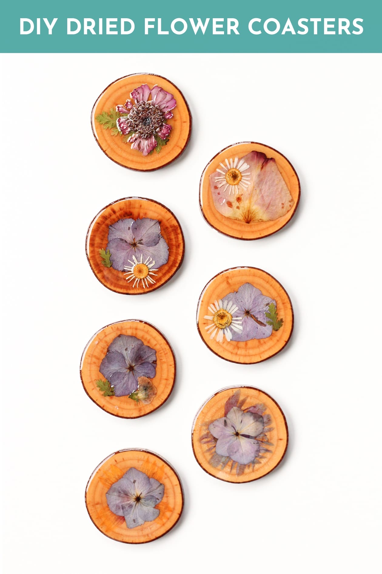 Preserve your favorite flowers with this easy craft project! DIY Dried Flower Coasters are a great way to add to your home decor!