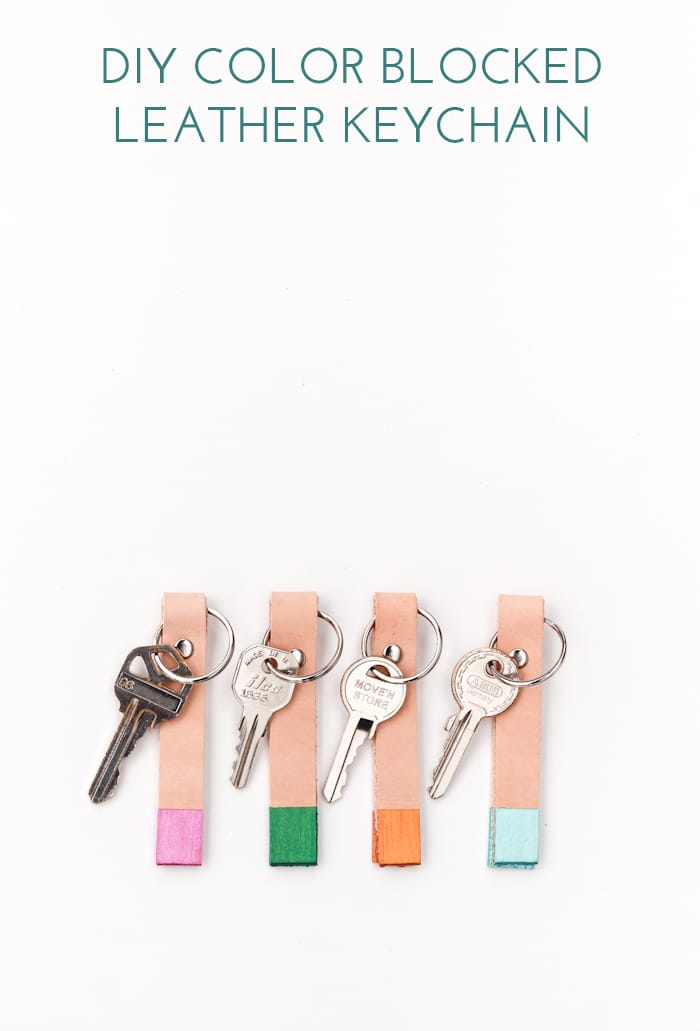 DIY Color Blocked Leather Keychain