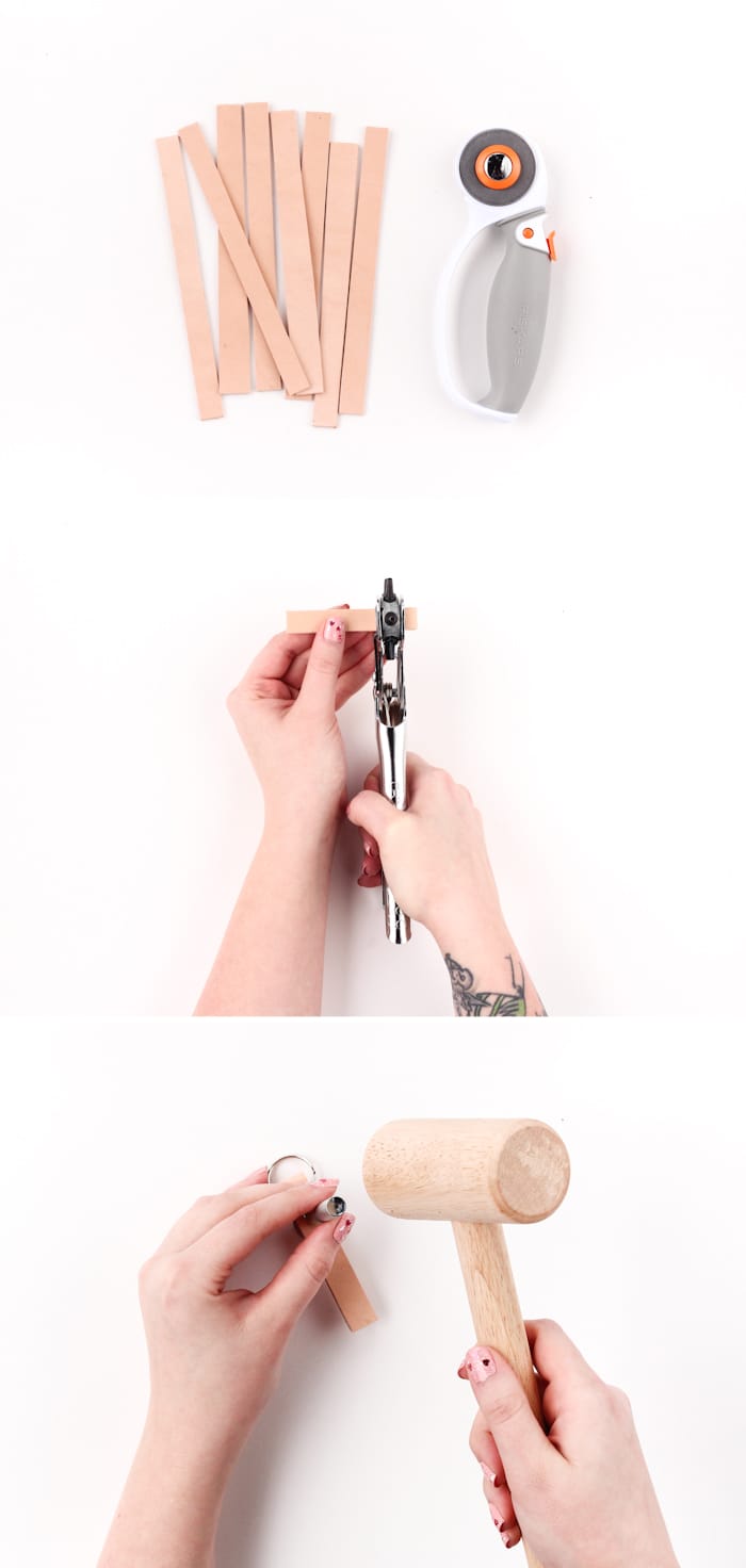 DIY Color Blocked Leather  Keychain
