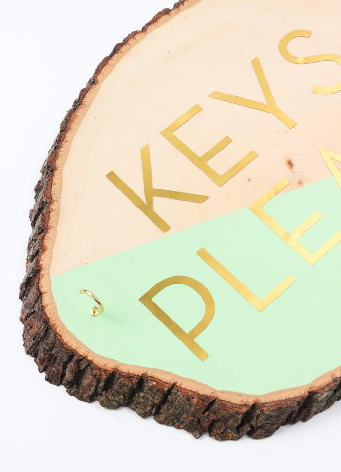 DIY Wooden Slab Key Holder, click through to see the full tutorial!