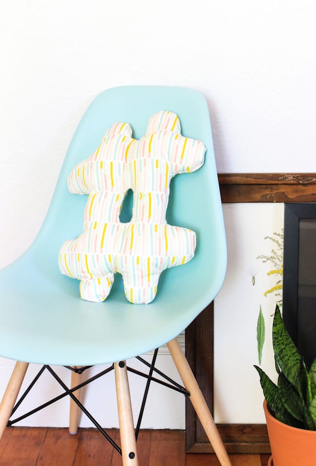 You can make this DIY Hashtag Pillow in less than an hour! Such a fun project for those new to sewing.