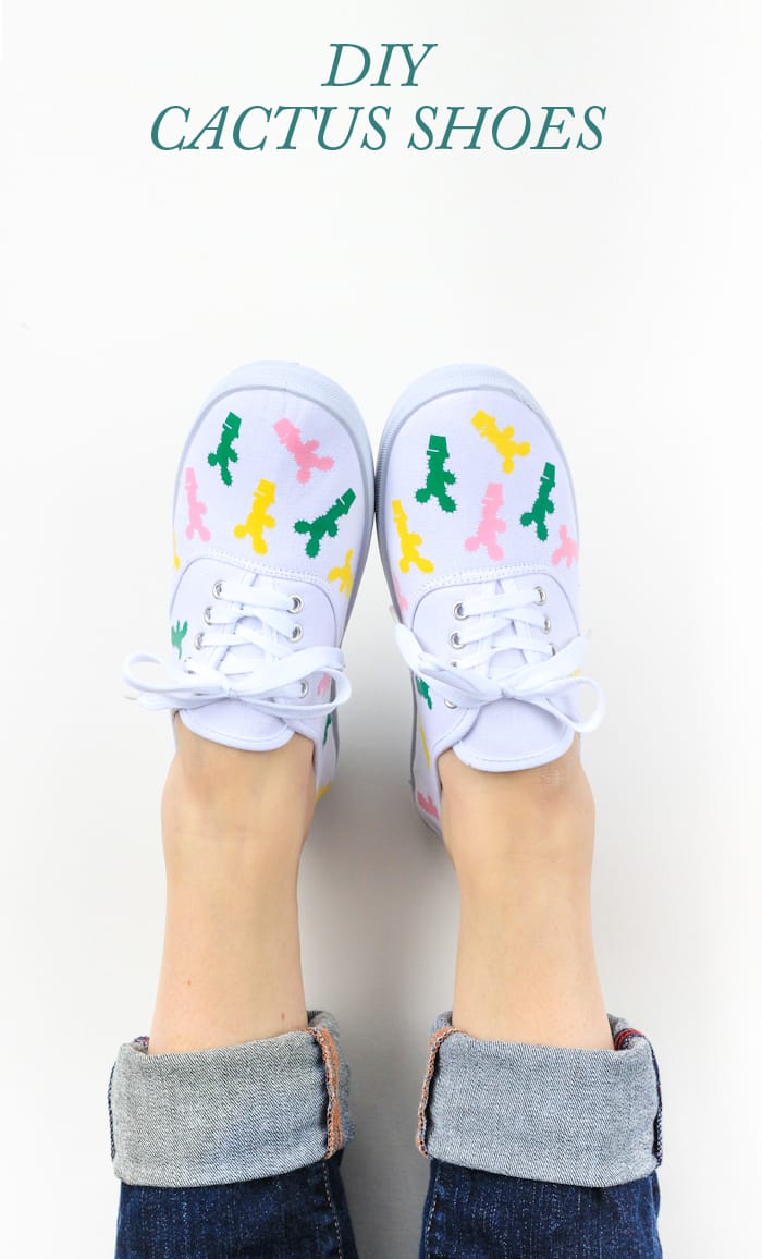 An easy peasy tutorial for how to make these DIY Iron-On Cactus Shoes in less than an hour! 