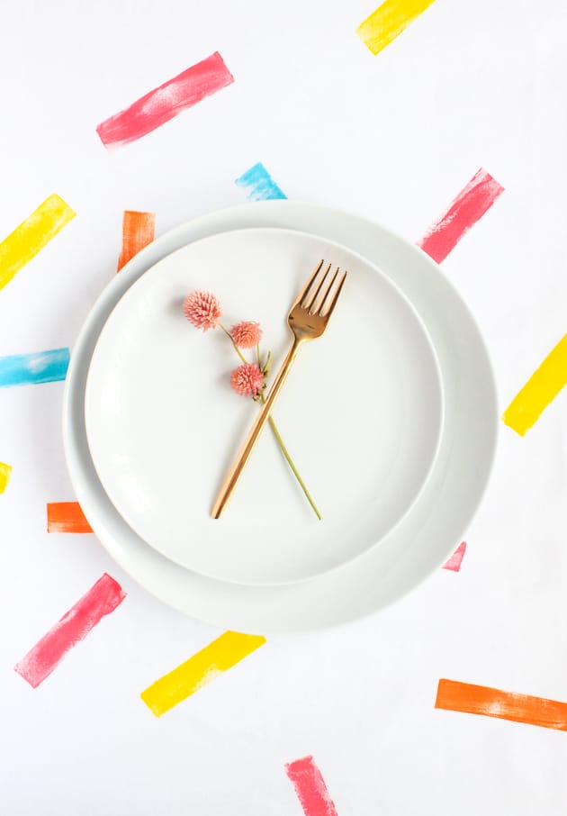 DIY Confetti Stamped Tablecloth