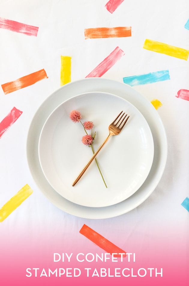 DIY Confetti Stamped Tablecloth