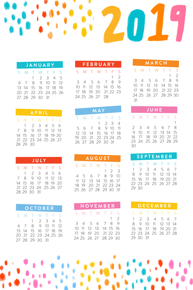 Free 2019 Calendar Printable
