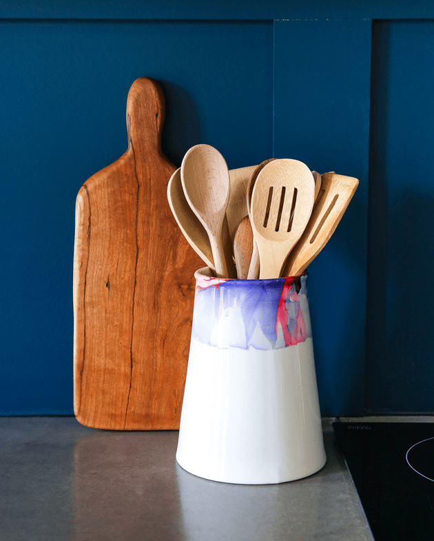 DIY Marble-Dipped Utensil Holder