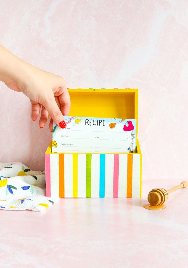 DIY Rainbow Recipe Card Box