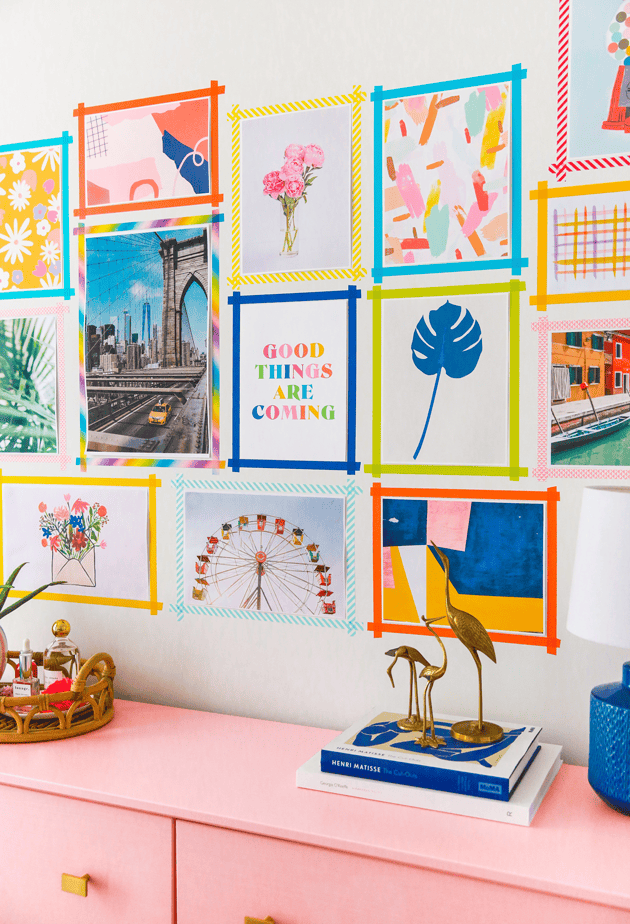 DIY Washi Tape Gallery Wall (made with Free Printable Art)