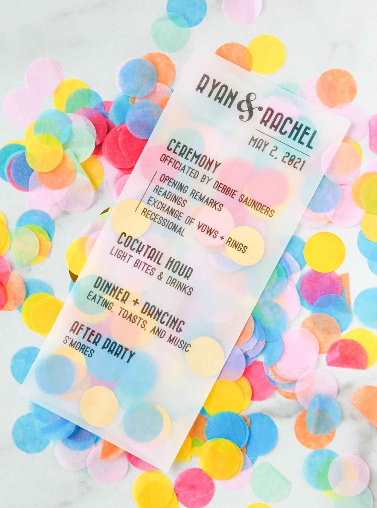 DIY Confetti Wedding Programs