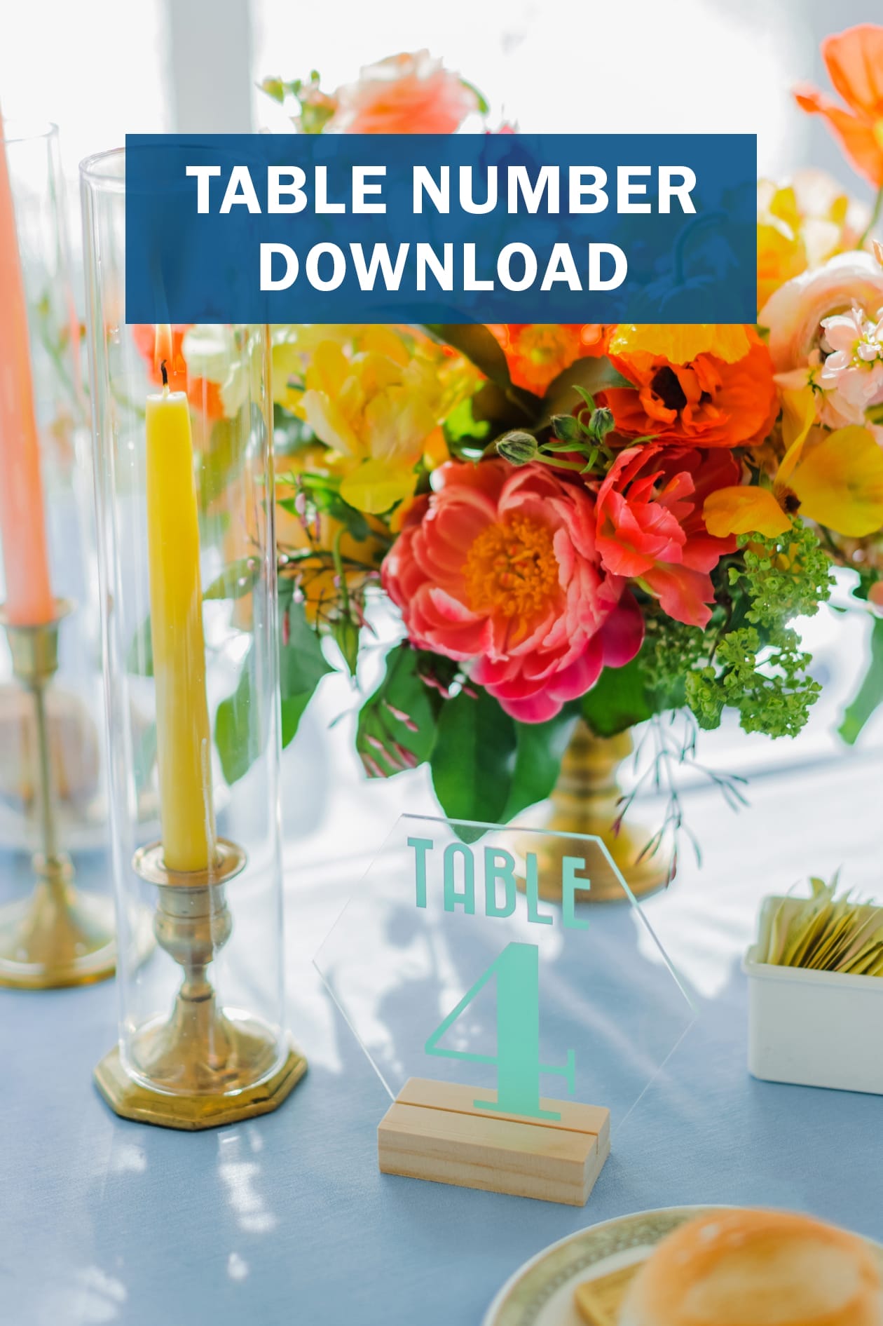 Make your own colorful wedding decor with this table number download! Grab the SVG file then start crafting your wedding decor!